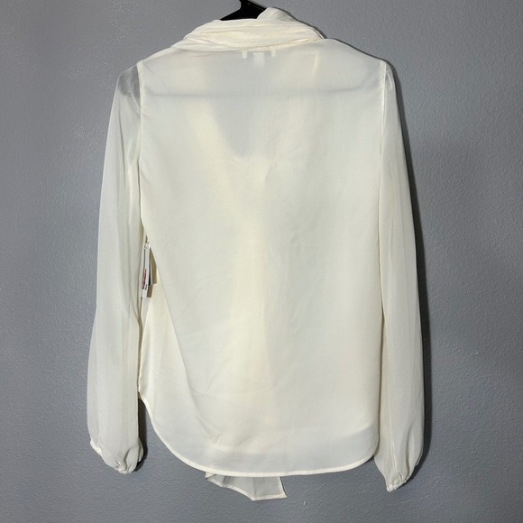 Bar III Tie-Neck Sheer Blouse Long Sleeve Flowy Elegant Top Size XXS NWT - Picture 3 of 7